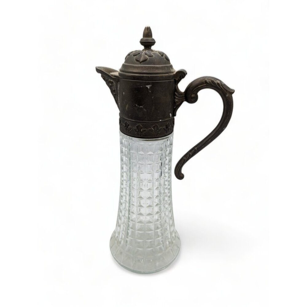 Vintage Primrose Italy Silver Plate Cut Crystal Wine Pitcher - Picture 8 of 12